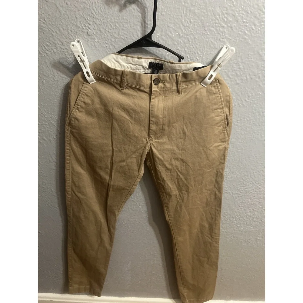J Crew Flex Mens 31x32 Straight Leg Pants Tan Skinny